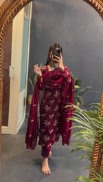 Elegant Crunchy Silk Top-Pant-Dupatta Set with Thread & Sequence Work image 5