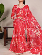Floral Weightless Marbal Saree with Pearl Lace Border image 1