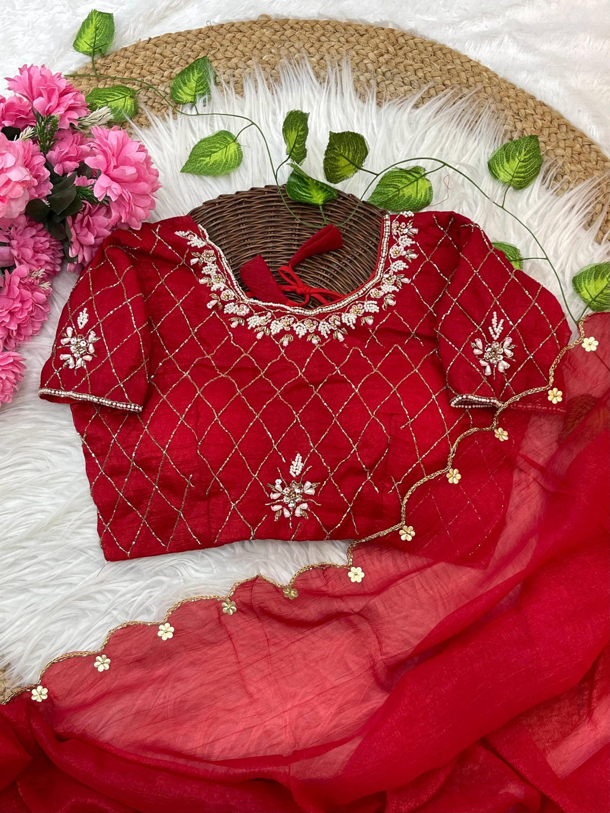 Pure Soft Crunchy Silk Saree with Hand Work Khatli Border & Aarco image 7