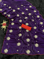 BOXER Jimmy Choo Saree with All-Over Beads & Sequins Butta | Contrast Piping Border & Diamond Satin Blouse | Designer Party Wear image 2