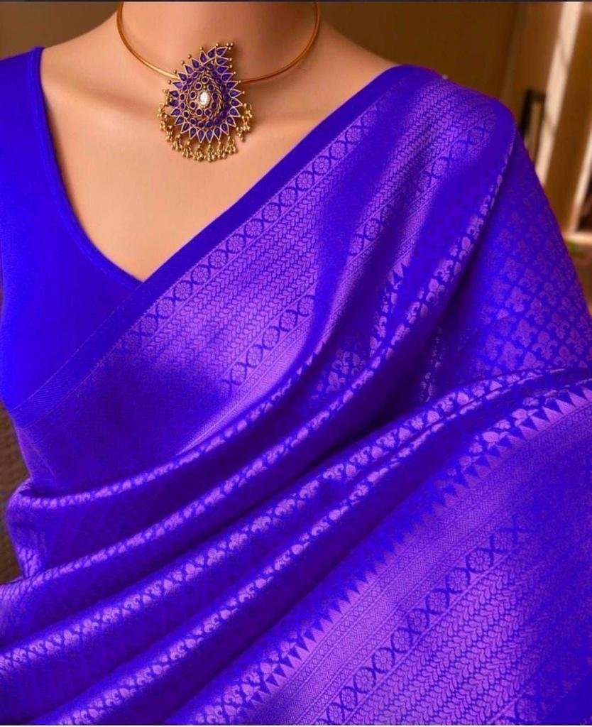 Elegant Soft Lichi Silk Saree with Rich Jacquard Weaving & Designer Pallu image 1