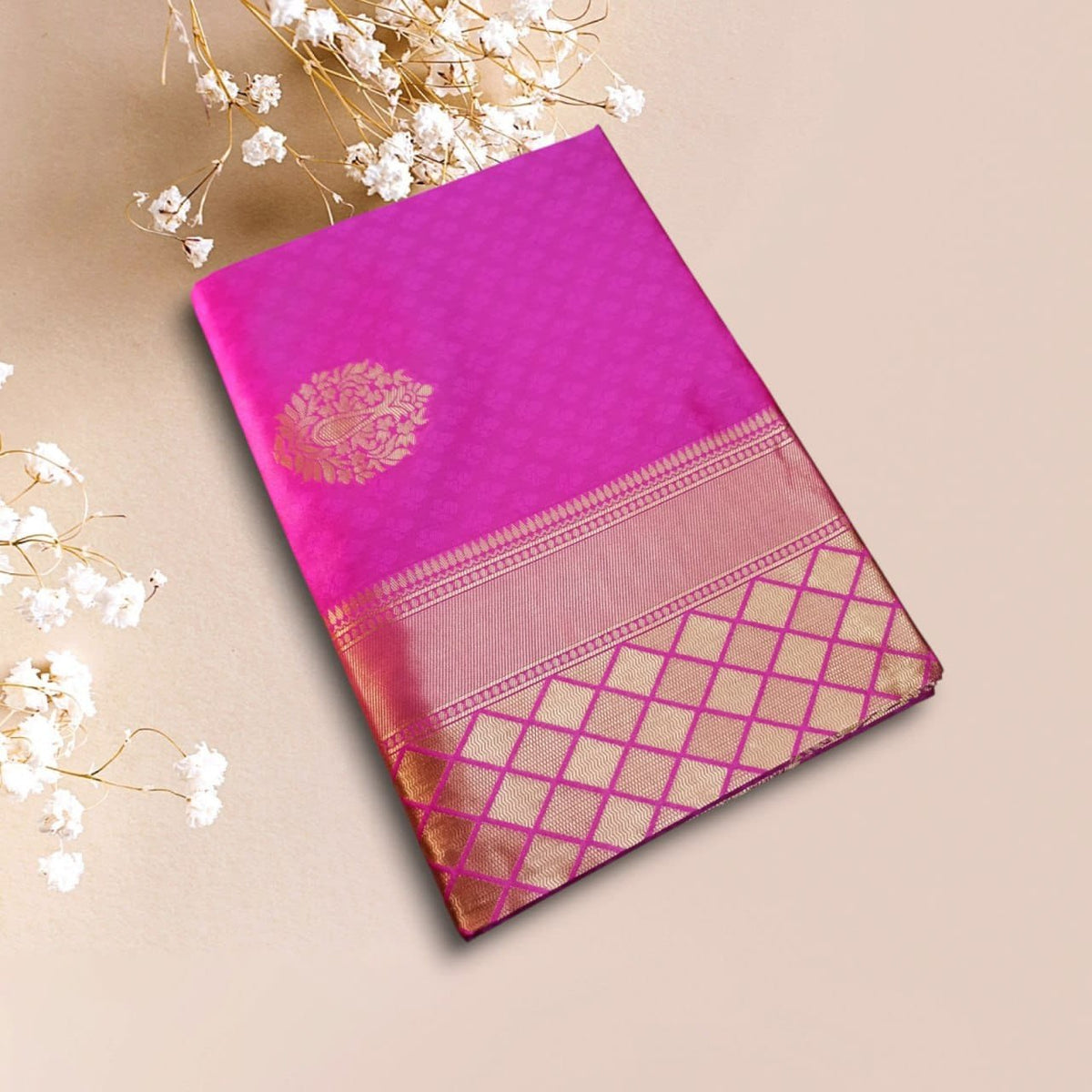 Soft Lichi Silk Saree with Rich Pallu & Jacquard Work image 0