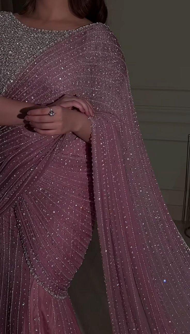 Elegant Faux Georgette Saree with Heavy 5MM Sequins & Multicolor Embroidery image 4