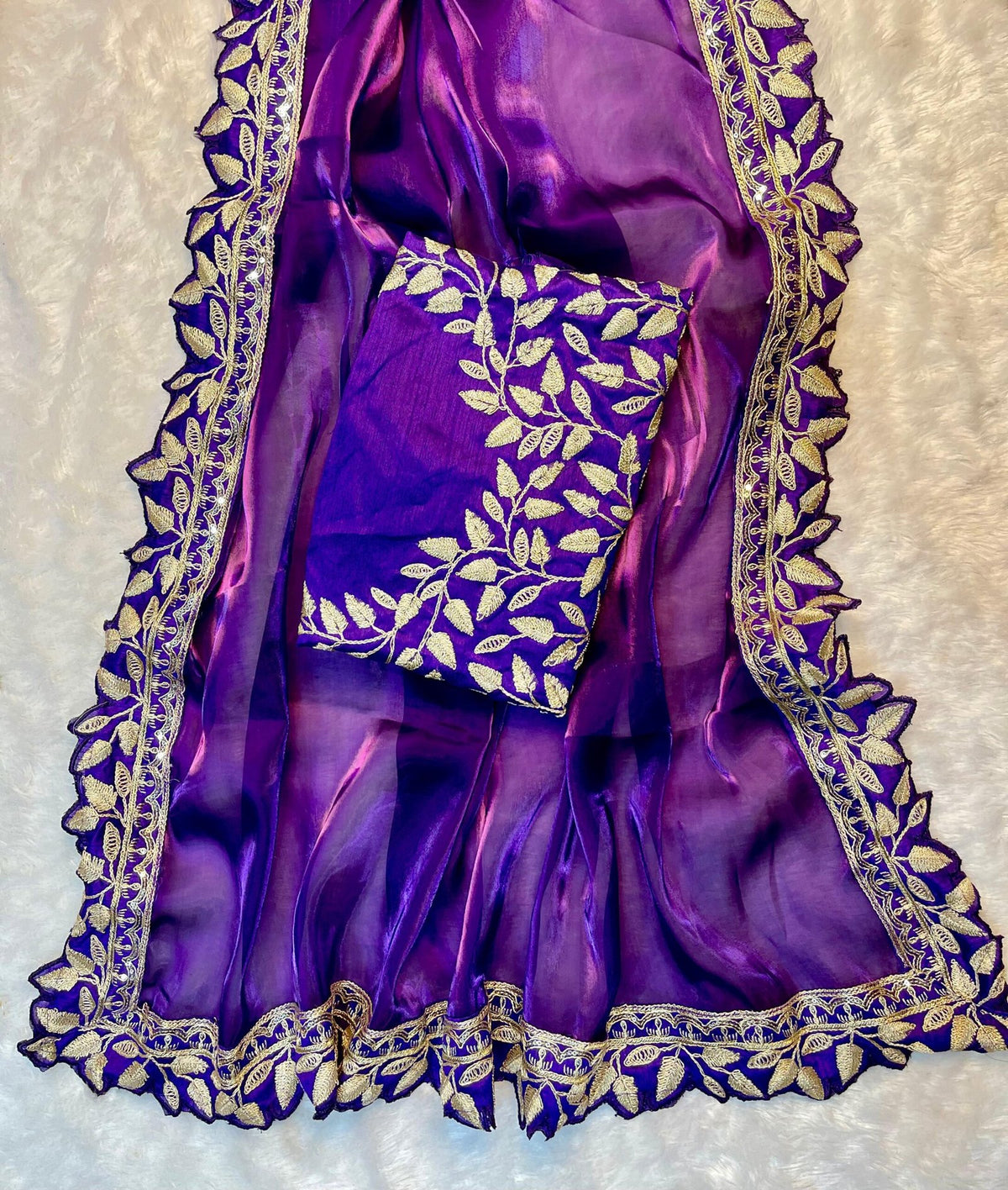 Vrunda Designer Jimmy Choo Silk Saree with Embroidered Blouse image 1