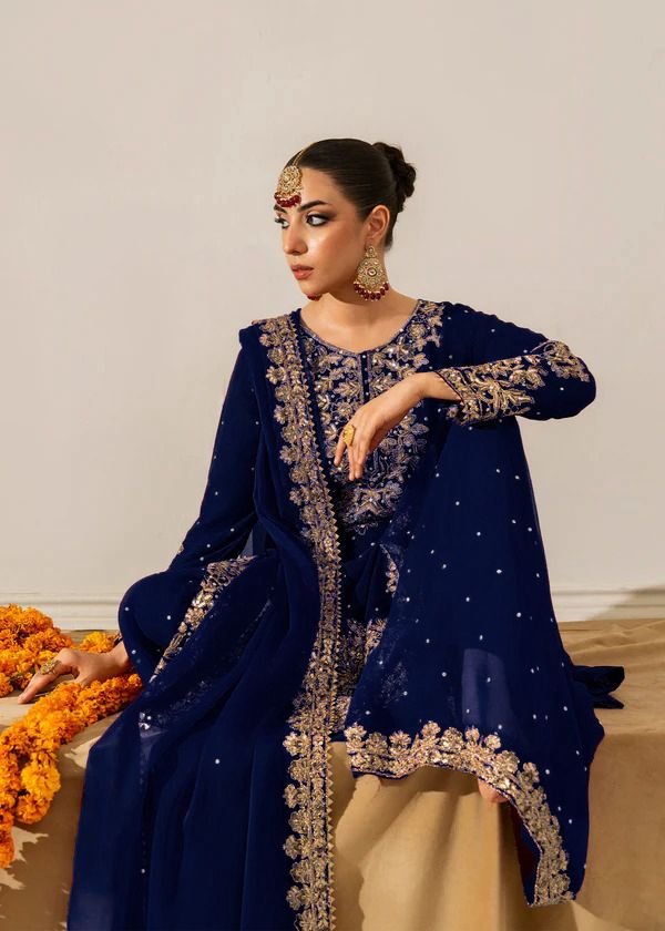 Elegant Foux Georgette Top-Plazo-Dupatta Set with Coding, Sequence & Rivet Moti Work image 2