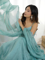 Elegant Crunchy Silk Anarkali Set with Sirozki Work & Dupatta – Fully Stitched image 5