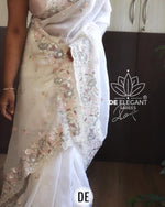 PALAN Soft Crunchy Silk Saree with All-Over Buti Embroidery & Elegant Cutwork Border | Fully Embroidered Blouse image 1