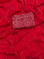 Elegant Space Silk Saree with Moti Work & Full Heavy Bits Work Blouse image 4