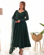 Graceful Lucknowi Sequence Work Anarkali Set with Ruffle Dupatta – Fully Stitched image 4