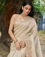 Sindhur Pure Bright Organza Silk Saree with 3mm Sequins Work & Designer Arco Border image 4
