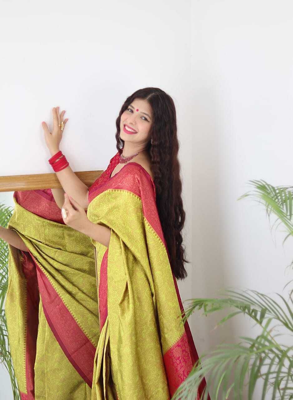 Handwoven Pure Mercerised Soft Silk Saree with Manipuri Pattern Threadwork image 5
