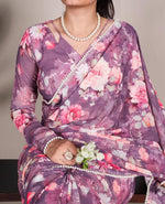 Floral Weightless Marbal Saree with Pearl Lace Border image 4