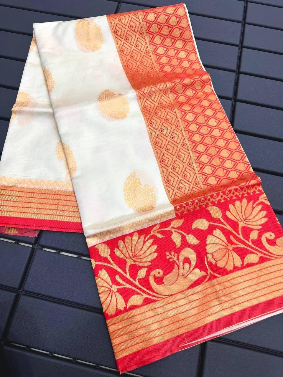 Soft Silk Saree with Rich Jacquard Border – Wedding & Party Wear image 3