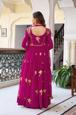 Elegant 3-Piece Faux Georgette Gown Set – Sequins Embellished Gown, Pent & Dupatta image 8