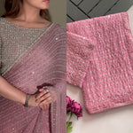Elegant Faux Georgette Saree with Heavy 5MM Sequins & Multicolor Embroidery image 6