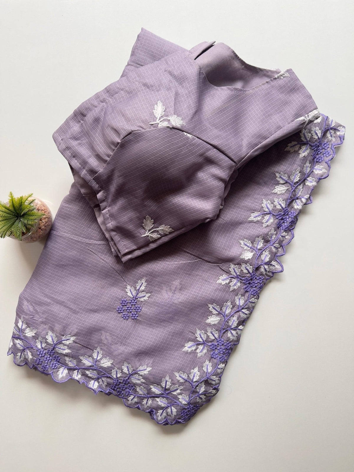 Bollywood Inspired Kota Doriya Saree with Multi Thread Work & Scallop Border - Lavender image