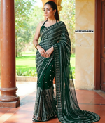 New Bollywood Blockbuster Sequin Saree in Faux Georgette image 0