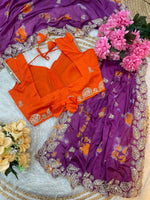 Elegant Pure Chinon Prism Dyble Saree with Embroidery & 3mm Sequins image 3