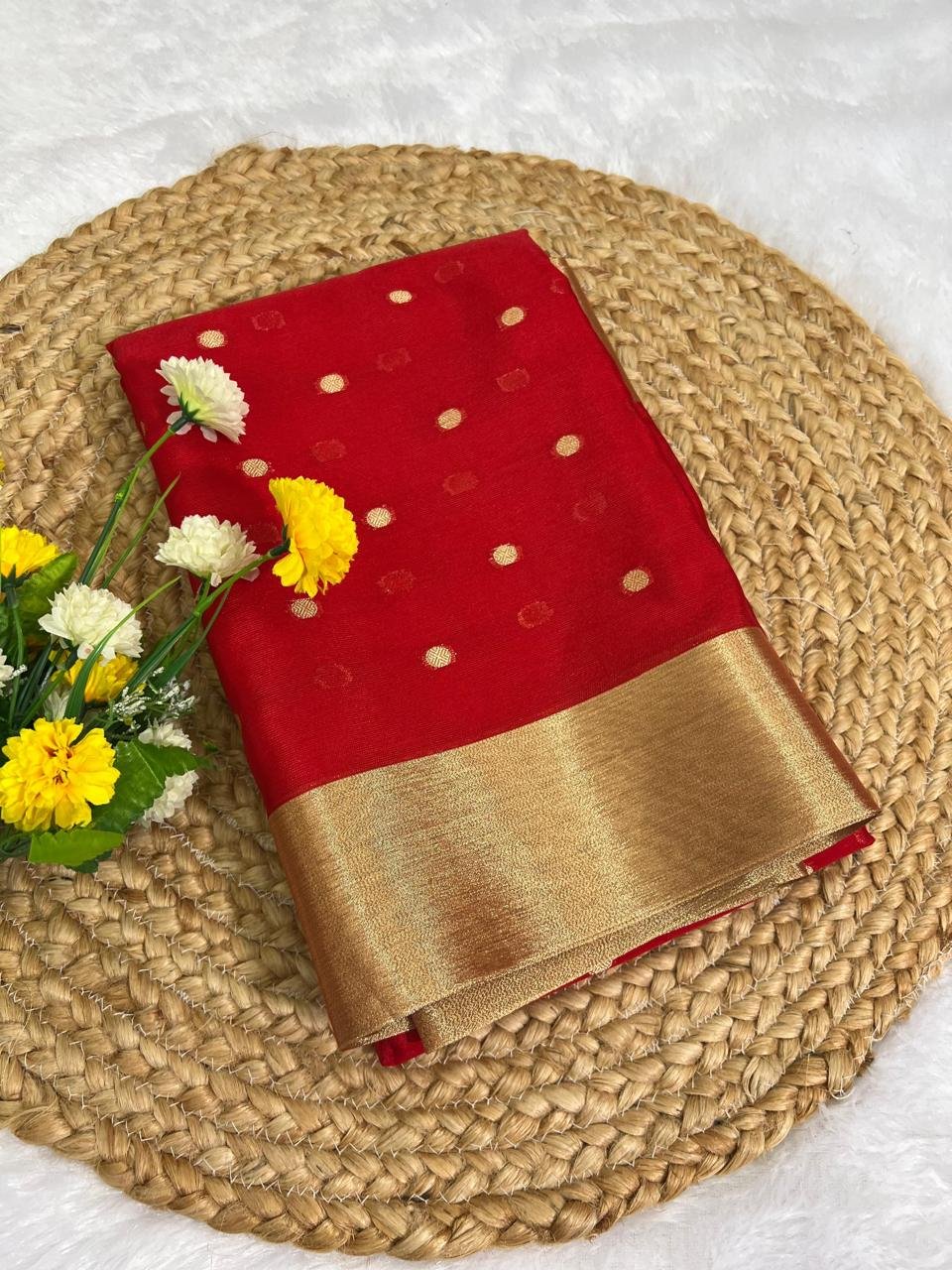 Soft Premium Katan Silk Saree with Zari Rich Pallu & Tissue Pattern Blouse image 0
