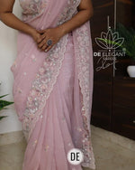 PALAN Soft Crunchy Silk Saree with All-Over Buti Embroidery & Elegant Cutwork Border | Fully Embroidered Blouse image 4