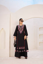 Elegant Reyon Kurti with Palazzo – Thread & Raal Mirror Work with Tassels image 9