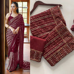 New Bollywood Blockbuster Sequin Saree in Faux Georgette image 4