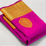 Soft Lichi Silk Saree with Rich Pallu & Jacquard Work - Rani Pink image