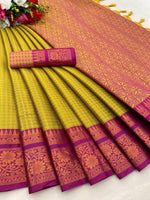 KHANGULAB - Pure Mercerised Copper Silk Saree with Contrast Border & Pallu image 5