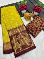 Aura-Palakhi Pure Mercerised Cotton Silk Saree with Contrast Pallu & Blouse image 1