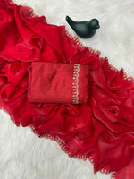 Stunning Pink Satin Space Silk Saree with Original Jarkhan Diamond Work – Perfect for Sangeet & Cocktail Nights image 11