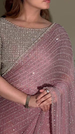 Elegant Faux Georgette Saree with Heavy 5MM Sequins & Multicolor Embroidery image 5