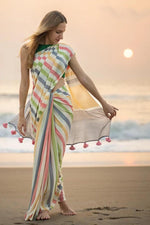 Plain Linen Saree with Digital Print & Fumka Latkan | With Bangaloiry Satin Blouse image 5
