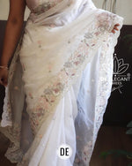PALAN Soft Crunchy Silk Saree with All-Over Buti Embroidery & Elegant Cutwork Border | Fully Embroidered Blouse image 6
