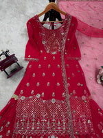 Elegant 3-Piece Foux Gorgette Sharara Set – Sequins Embellished Top, Sharara & Dupatta image 2