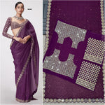 Bollywood Blockbuster Mirror Work Sequin Saree in Faux Georgette image 1
