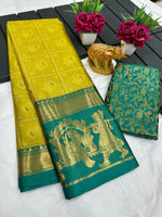 Aura-Palakhi Pure Mercerised Cotton Silk Saree with Contrast Pallu & Blouse image 2