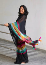 New Arrival Pure Lilan Silk Digital Print Saree with Tussles image 3