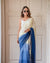 Plain Linen Saree with Digital Print & Latkan - Deep Blue image