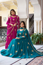 Elegant 3-Piece Faux Georgette Gown Set – Sequins Embellished Gown, Pent & Dupatta image 1