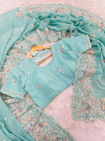PALAN Soft Crunchy Silk Saree with All-Over Buti Embroidery & Elegant Cutwork Border | Fully Embroidered Blouse image 9