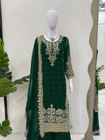 Elegant Foux Georgette Top-Plazo-Dupatta Set with Coding, Sequence & Rivet Moti Work image 6