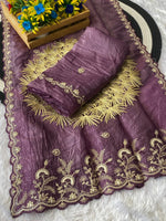 Gold Crush Designer Saree with Silver Embroidery & Sequin Work | Embroidered Blouse | Premium Ethnic Wear image 2