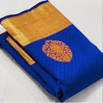Soft Lichi Silk Saree with Rich Pallu & Jacquard Work - Royal Blue image