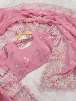 PALAN Soft Crunchy Silk Saree with All-Over Buti Embroidery & Elegant Cutwork Border | Fully Embroidered Blouse image 7