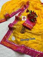 Traditional Moonga Kota Cotton Silk Saree with Bandhej & Coding Sequence Work image 5