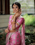 Soft Lichi Silk Saree with Silver Work & Heavy Jacquard Border image 2