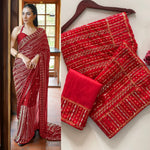 New Bollywood Blockbuster Sequin Saree in Faux Georgette image 2