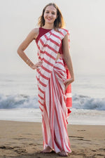 Plain Linen Saree with Digital Print & Fumka Latkan | With Bangaloiry Satin Blouse image 4