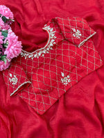 Pure Soft Crunchy Silk Saree with Hand Work Khatli Border & Aarco image 2