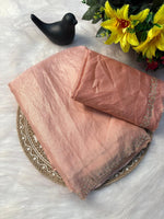 Stunning Pink Satin Space Silk Saree with Original Jarkhan Diamond Work – Perfect for Sangeet & Cocktail Nights image 1